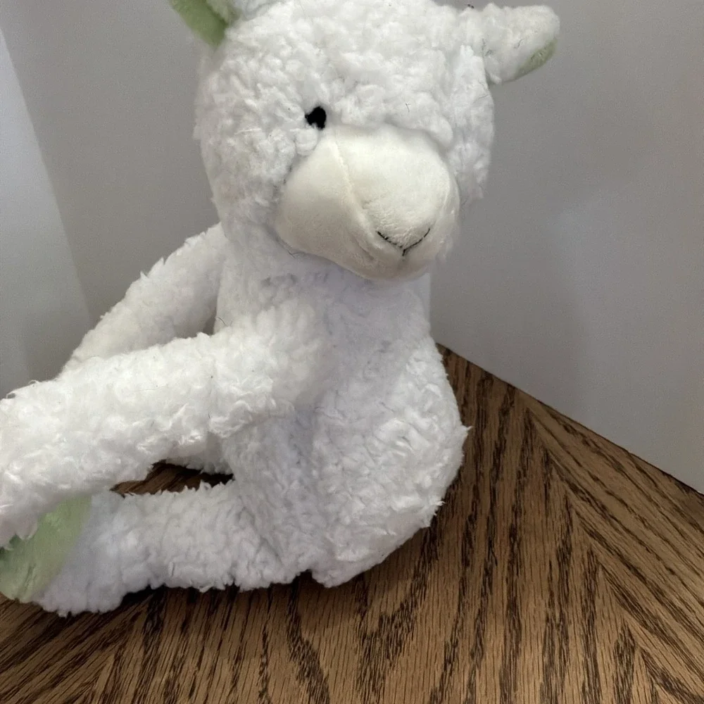 DMC‎ White Sherpa Lamb Plush Stuffed Animal Green Accents PA-17292 CN Long Limbs
